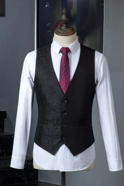 Preto Duplo Peito Terno Masculino