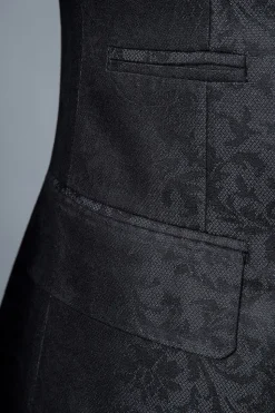 Preto Duplo Peito Terno Masculino