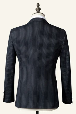 Preto Duplo Peito Terno Masculino 3 Peças