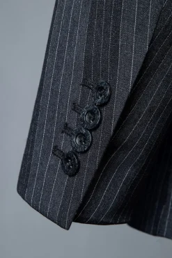 Preto Duplo Peito Terno Masculino 3 Peças