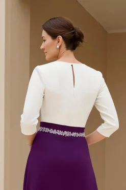 Preto e Branco A-Line Bateau Neck Mãe do Vestido de Noiva com Missangas