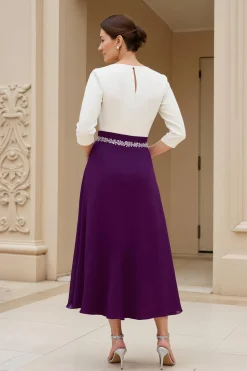 Preto e Branco A-Line Bateau Neck Mãe do Vestido de Noiva com Missangas