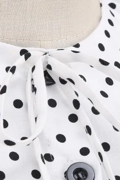 Preto e branco Polka Dots Vintage 1950s Vestido