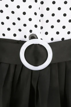 Preto e branco Polka Dots Vintage 1950s Vestido
