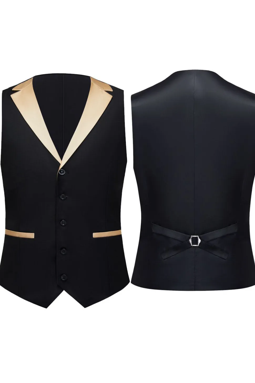 Preto e Champagne Xaile Lapela 3 Peças Slim Fit Masculino Prom Suits