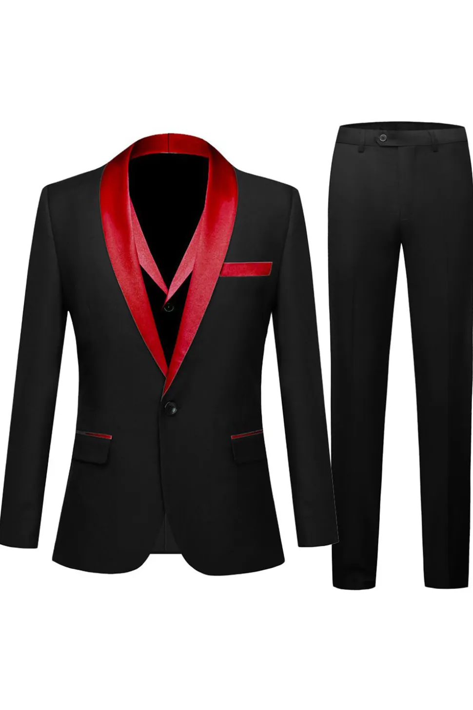 Preto e Champagne Xaile Lapela 3 Peças Slim Fit Masculino Prom Suits