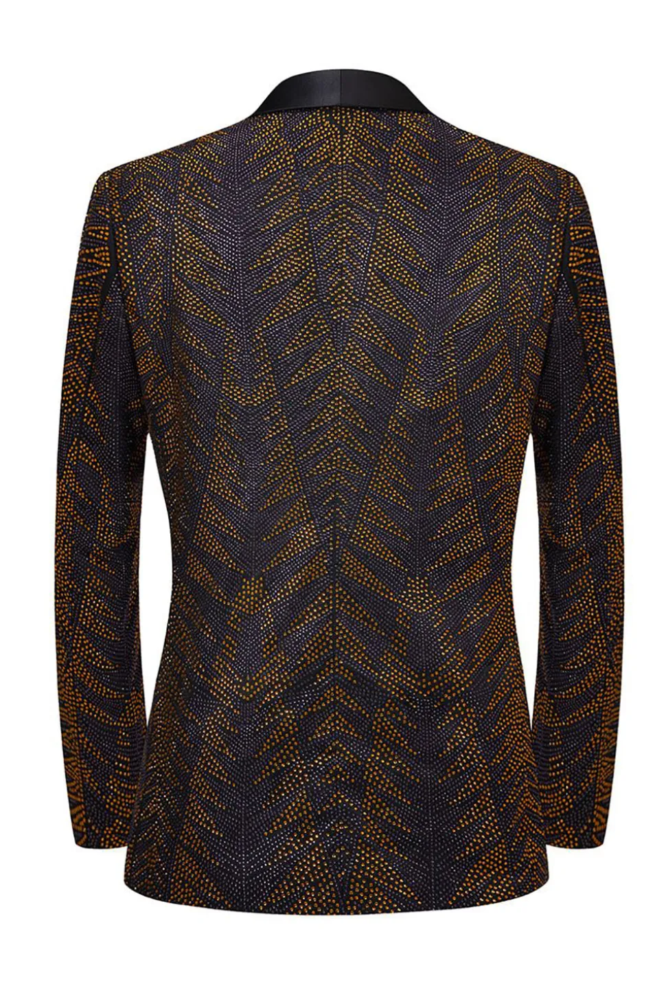 Preto e Dourado Jacquard Blazer Masculino