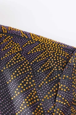 Preto e Dourado Jacquard Blazer Masculino