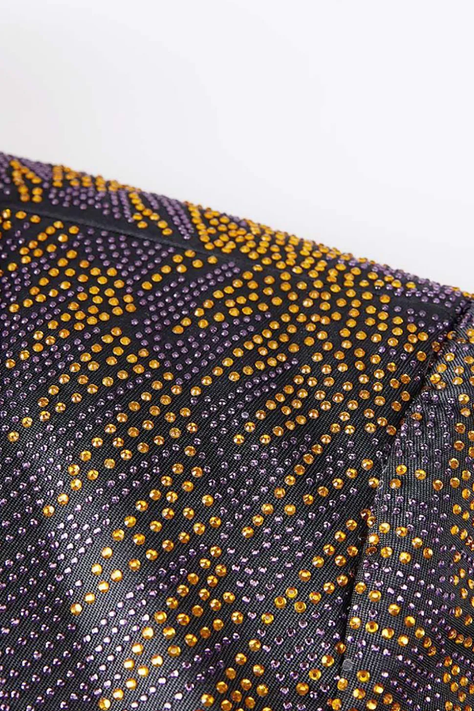 Preto e Dourado Jacquard Blazer Masculino