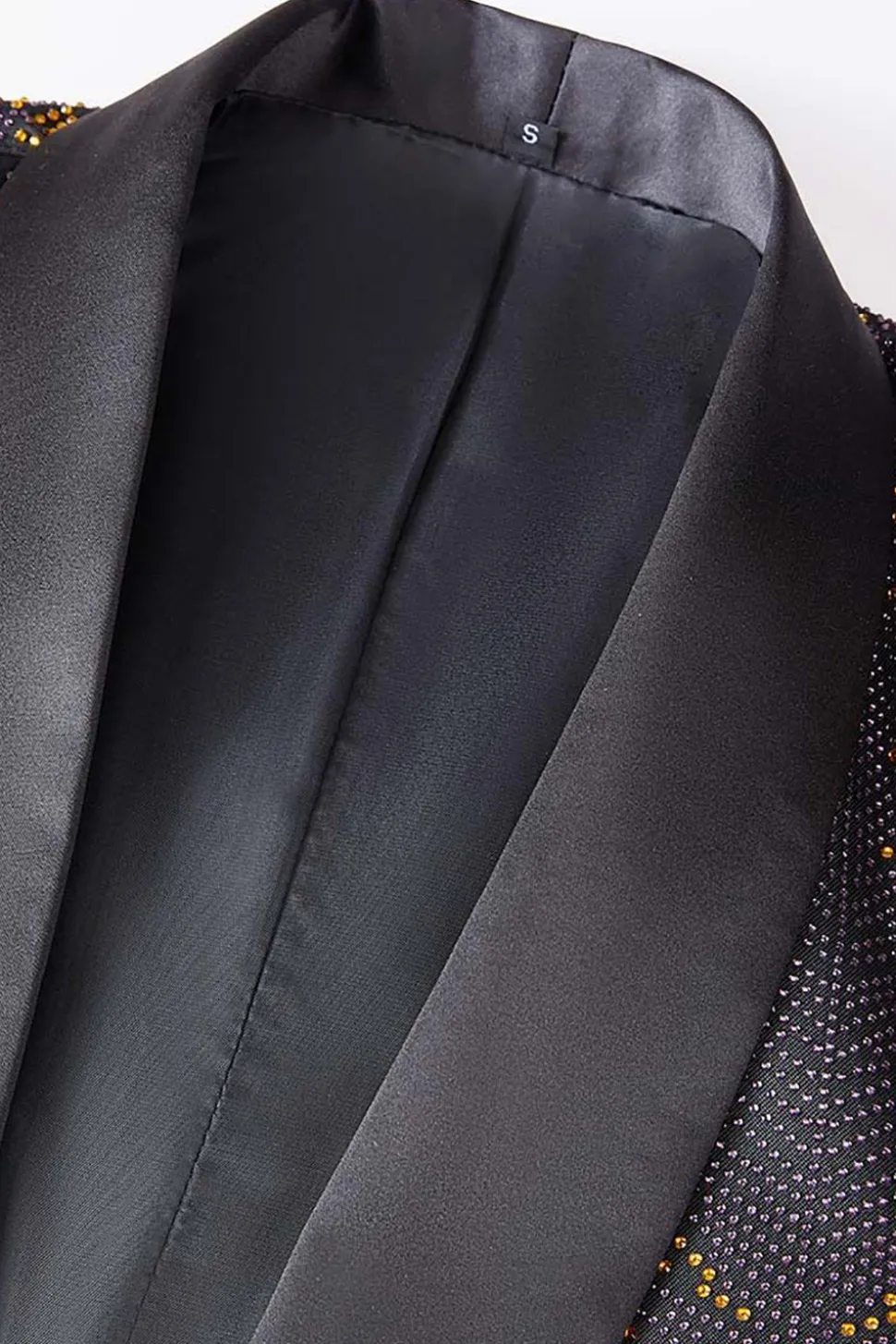 Preto e Dourado Jacquard Blazer Masculino
