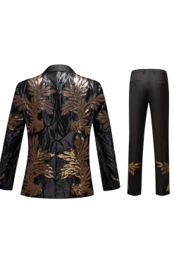 Preto e Dourado Lantejoulas 2 Peças Fatos de Baile