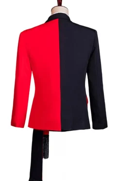 Preto e Vermelho 2 Piece Peak Lapel Terno Masculino com Sash