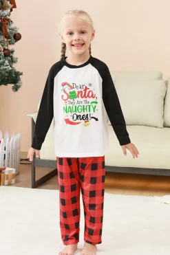 Preto e Vermelho Papai Noel Impresso Fmaily Pijamas set