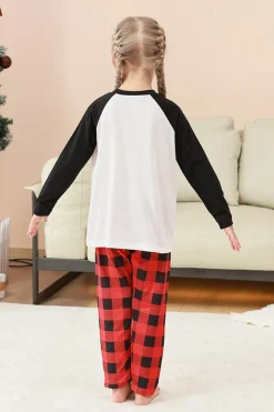 Preto e Vermelho Papai Noel Impresso Fmaily Pijamas set