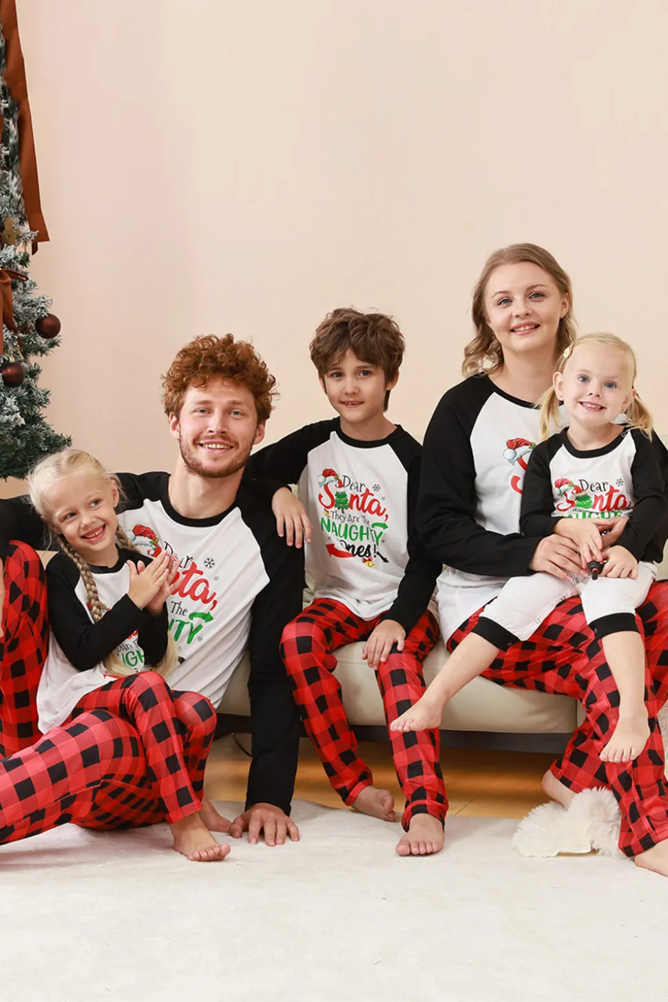 Preto e Vermelho Papai Noel Impresso Fmaily Pijamas set