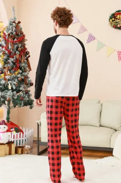 Preto e Vermelho Papai Noel Impresso Fmaily Pijamas set