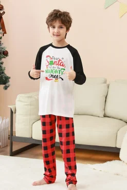 Preto e Vermelho Papai Noel Impresso Fmaily Pijamas set