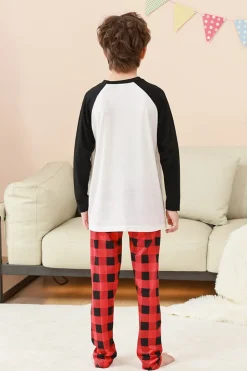 Preto e Vermelho Papai Noel Impresso Fmaily Pijamas set