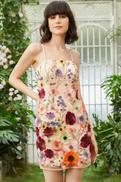 Preto Esparguete Correias Bainha Homecoming Vestido com Flores 3D