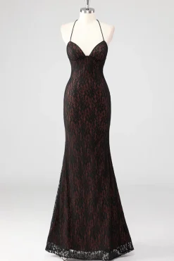 Preto Esparguete Correias Esparguete Alças Vestido Formal