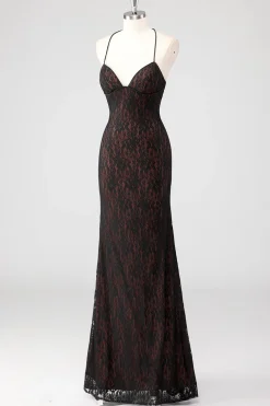 Preto Esparguete Correias Esparguete Alças Vestido Formal