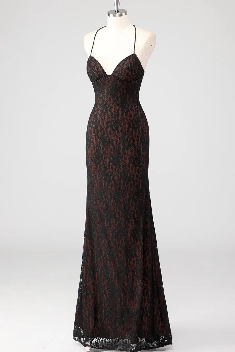 Preto Esparguete Correias Esparguete Alças Vestido Formal