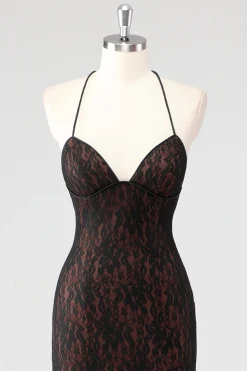 Preto Esparguete Correias Esparguete Alças Vestido Formal