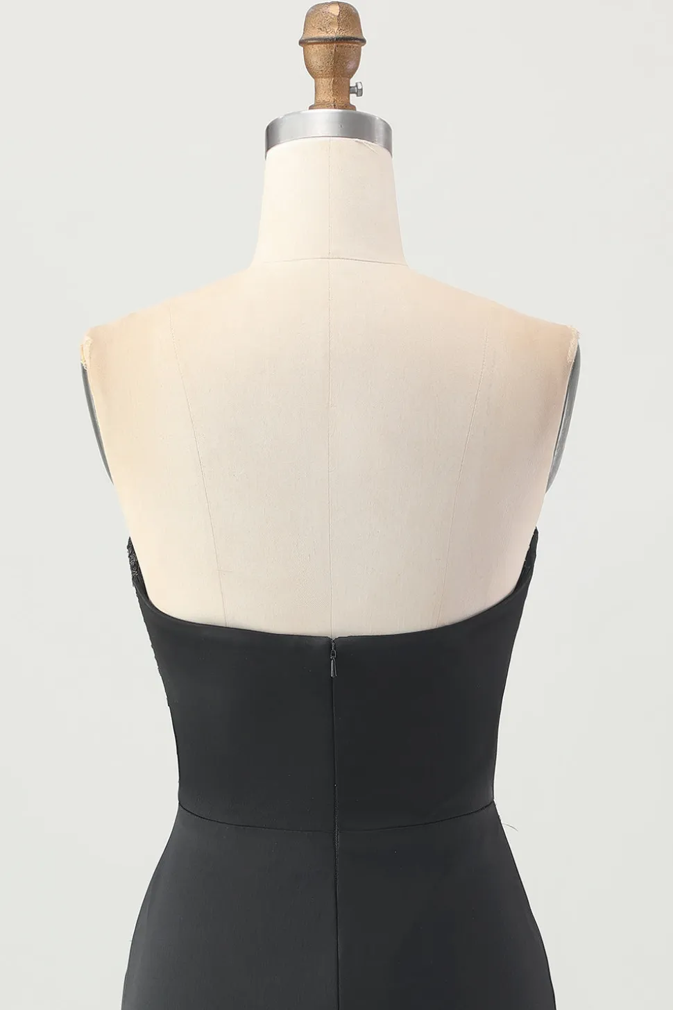 Preto Espartilho sem alças Bodycon frisado Homecoming Dress com fenda