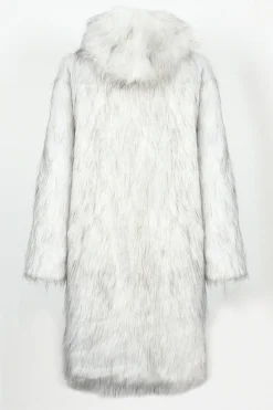 Preto Faux Fur Long Warm inverno Casaco Masculino com Capuz