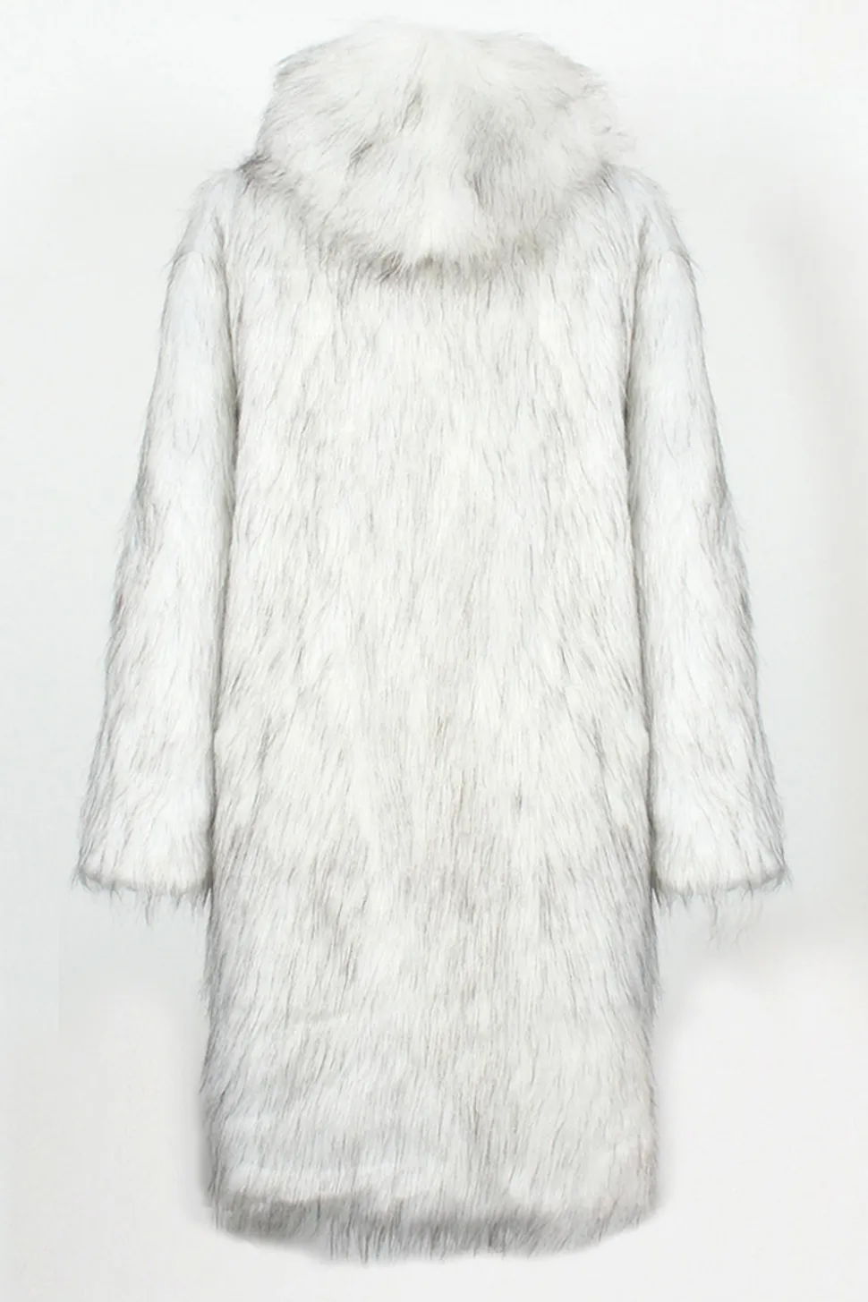 Preto Faux Fur Long Warm inverno Casaco Masculino com Capuz