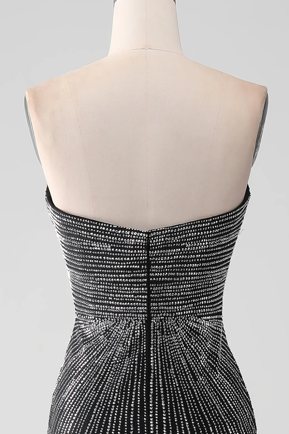 Preto Glitter Strapless Sereia Prom Dress com Fenda