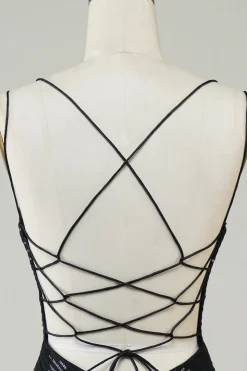 Preto Glitter Tight Homecoming Dress com Sequins Borboletas