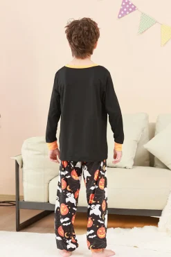 Preto Halloween Abóbora Impresso Família Pijamas set