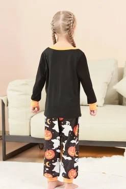 Preto Halloween Abóbora Impresso Família Pijamas set