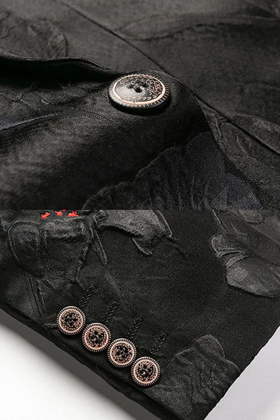 Preto Jacquard Notched Lapel Prom Blazer