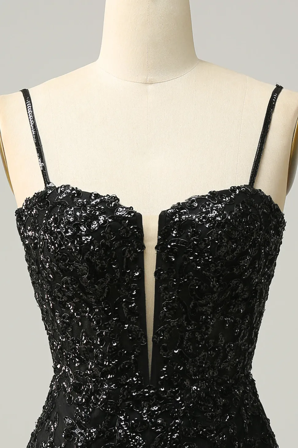 Preto Lantejoulas Vestido de Cocktail Renda
