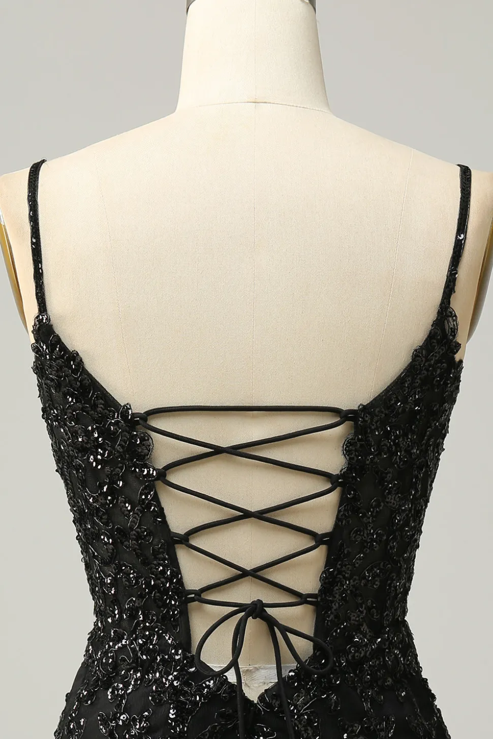 Preto Lantejoulas Vestido de Cocktail Renda