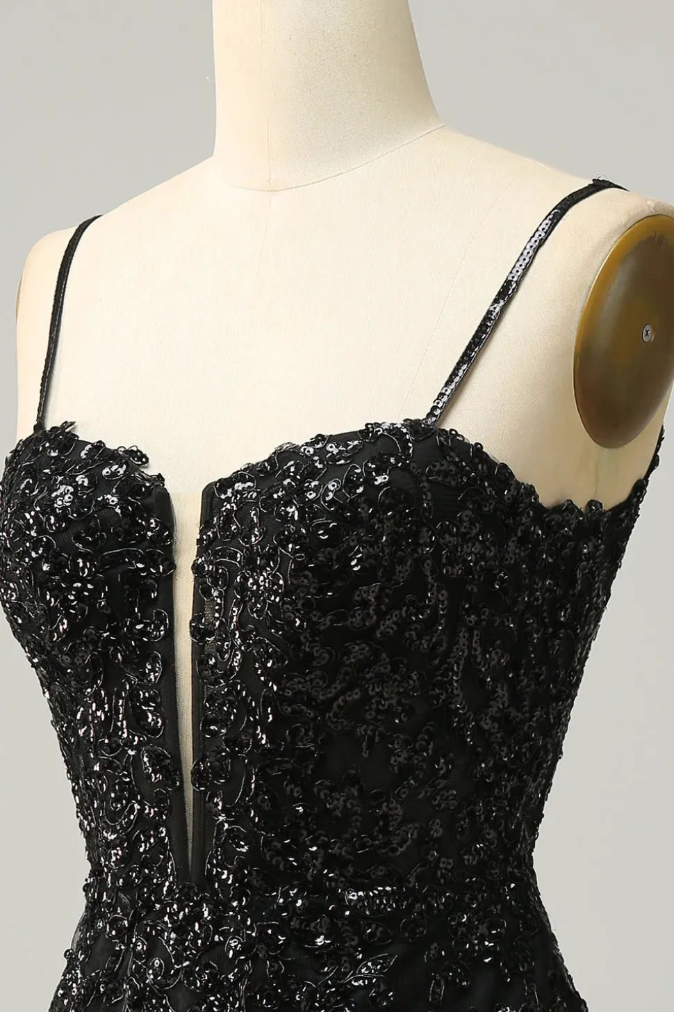 Preto Lantejoulas Vestido de Cocktail Renda