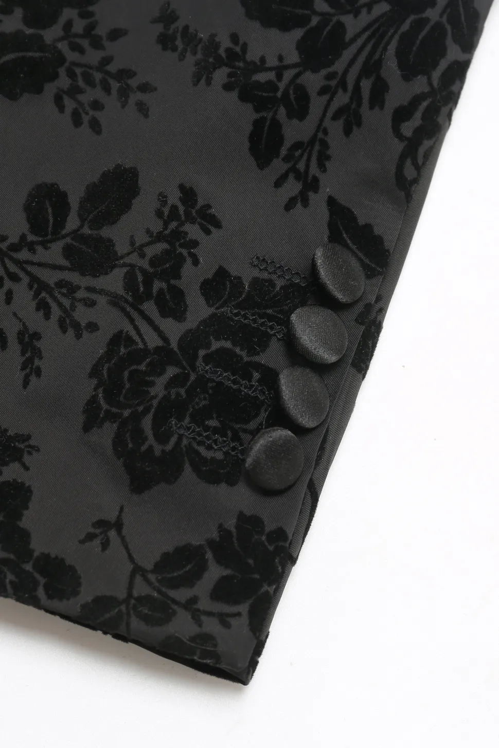 Preto Lapela de Pico Jacquard Fato Masculino