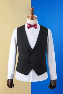 Preto Lapela de Pico Terno Masculino 3 Peças
