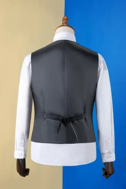 Preto Lapela de Pico Terno Masculino 3 Peças