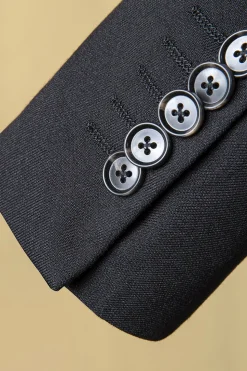 Preto Lapela de Pico Terno Masculino 3 Peças
