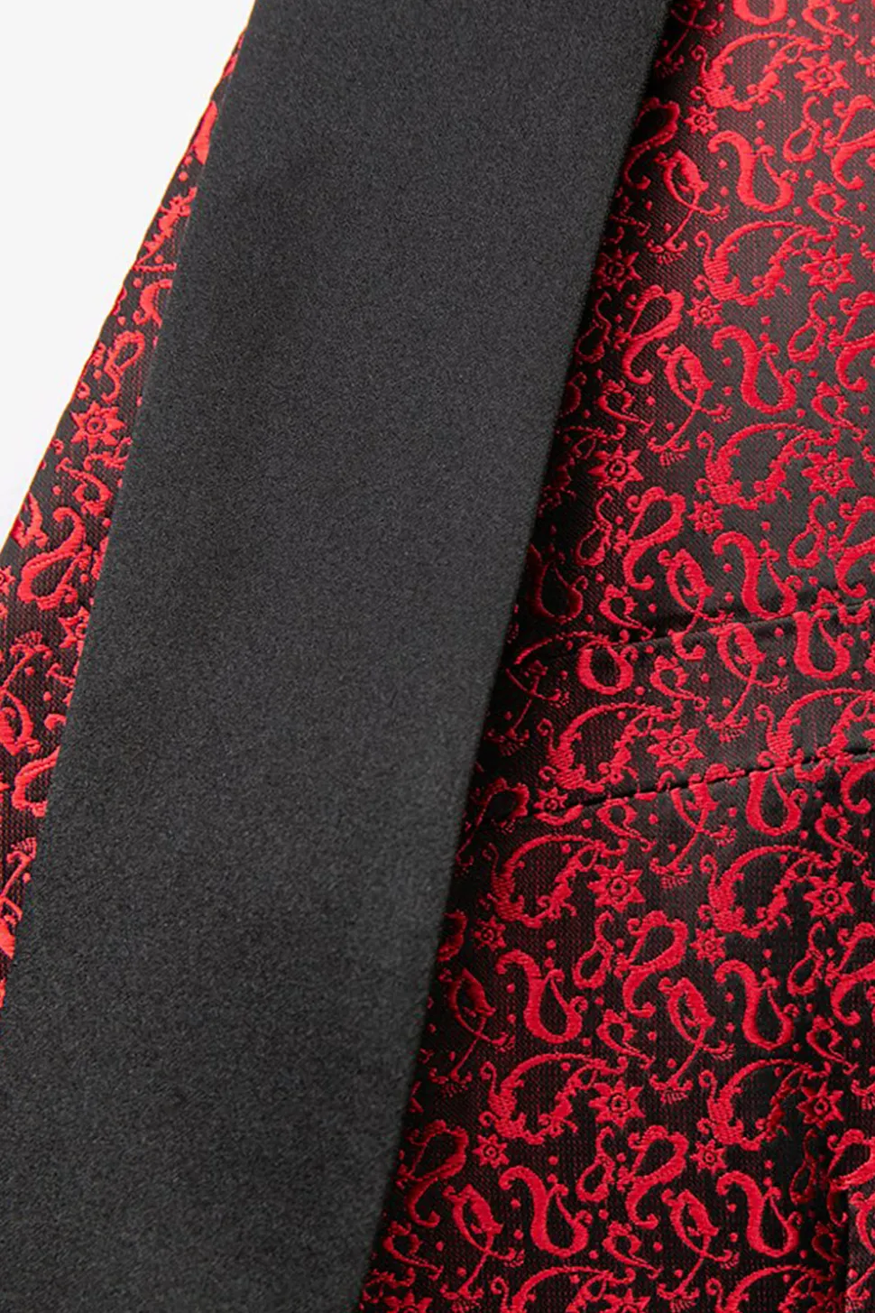 Preto Lapela Redonda Jacquard 3 Peças Terno para Homem