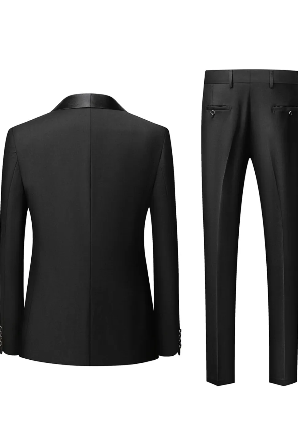 Preto Lapela Shawl 3 Peças Fato Homem