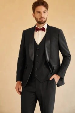 Preto Lapela Shawl 3 Peças Fato Formal
