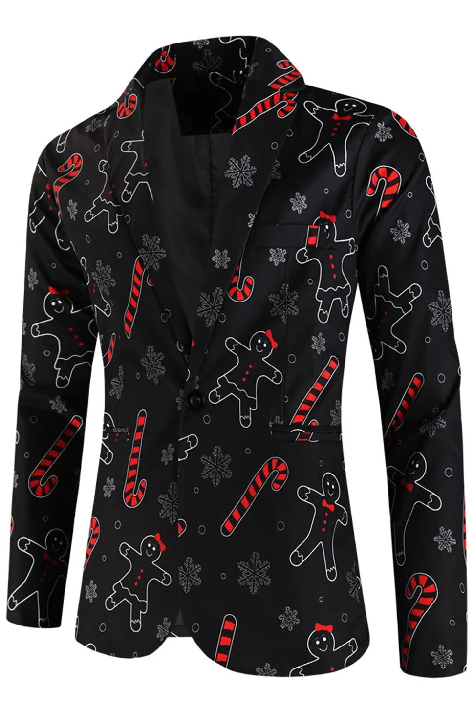 Preto Natal Floco de Neve Impresso Formal Party 3-Piece Terno Masculino