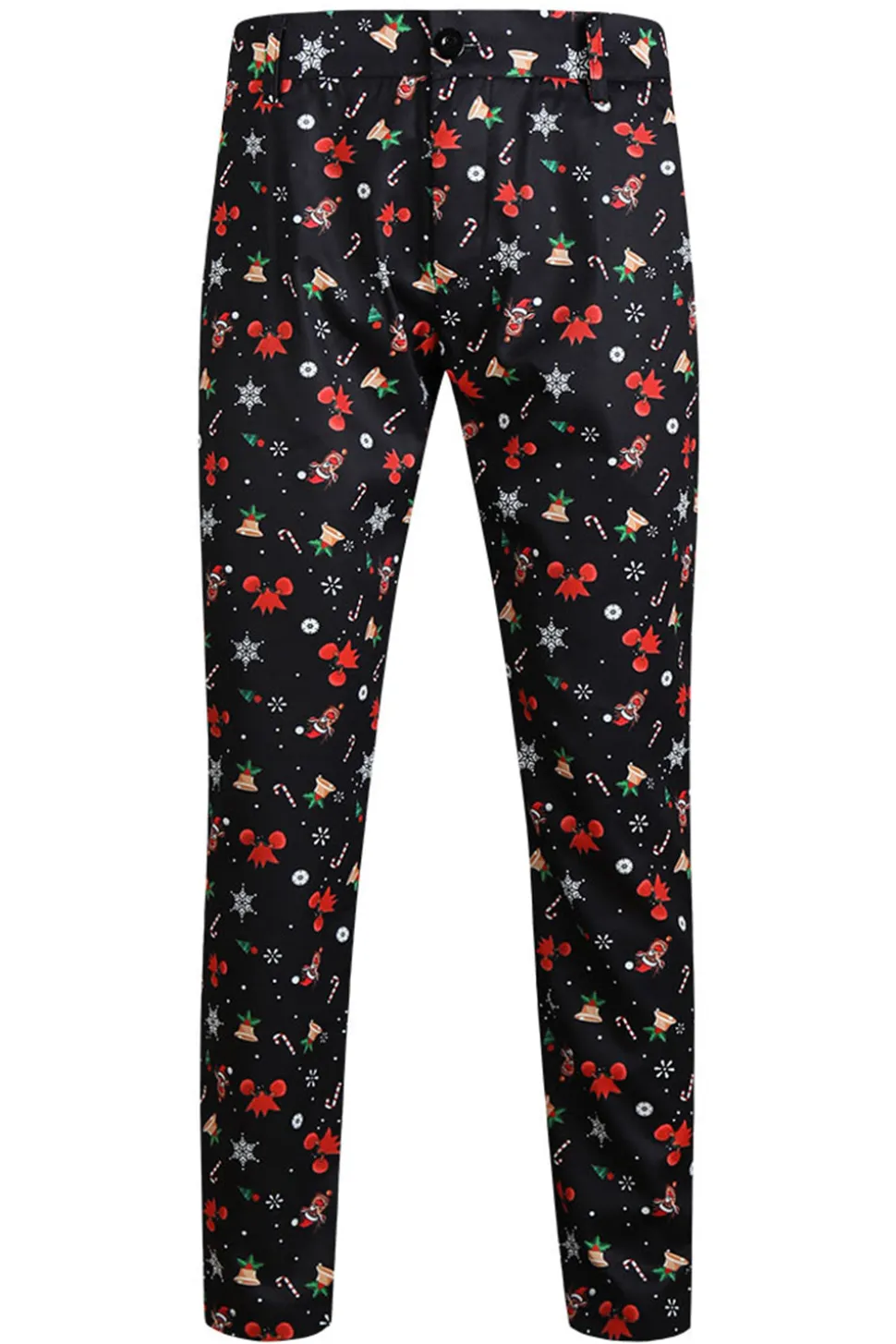Preto Natal Impresso 3 Peças Notched Lapela Men's Festival Suits