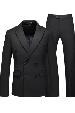 Preto Peaked Lapela 3 Peças Cetim Masculino Prom Suits