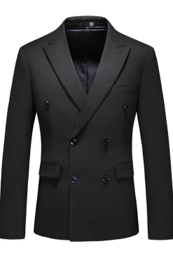 Preto Peaked Lapela 3 Peças Cetim Masculino Prom Suits