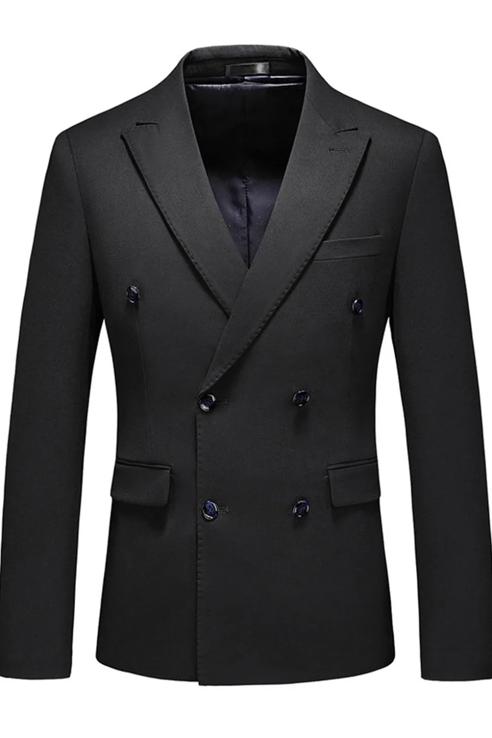 Preto Peaked Lapela 3 Peças Cetim Masculino Prom Suits